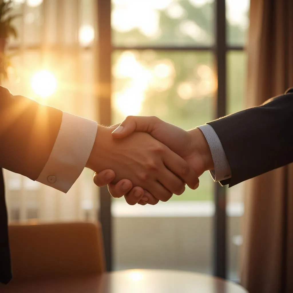 Zwei Partner Handschlag